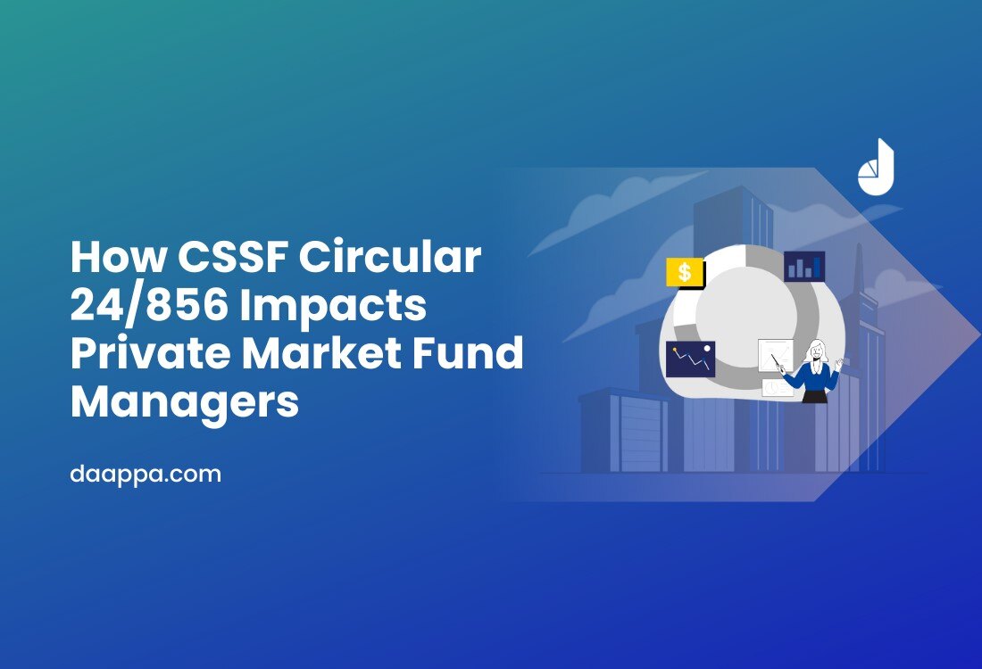 A graphic with a circular graph and various financial icons representing the CSSF Circular.